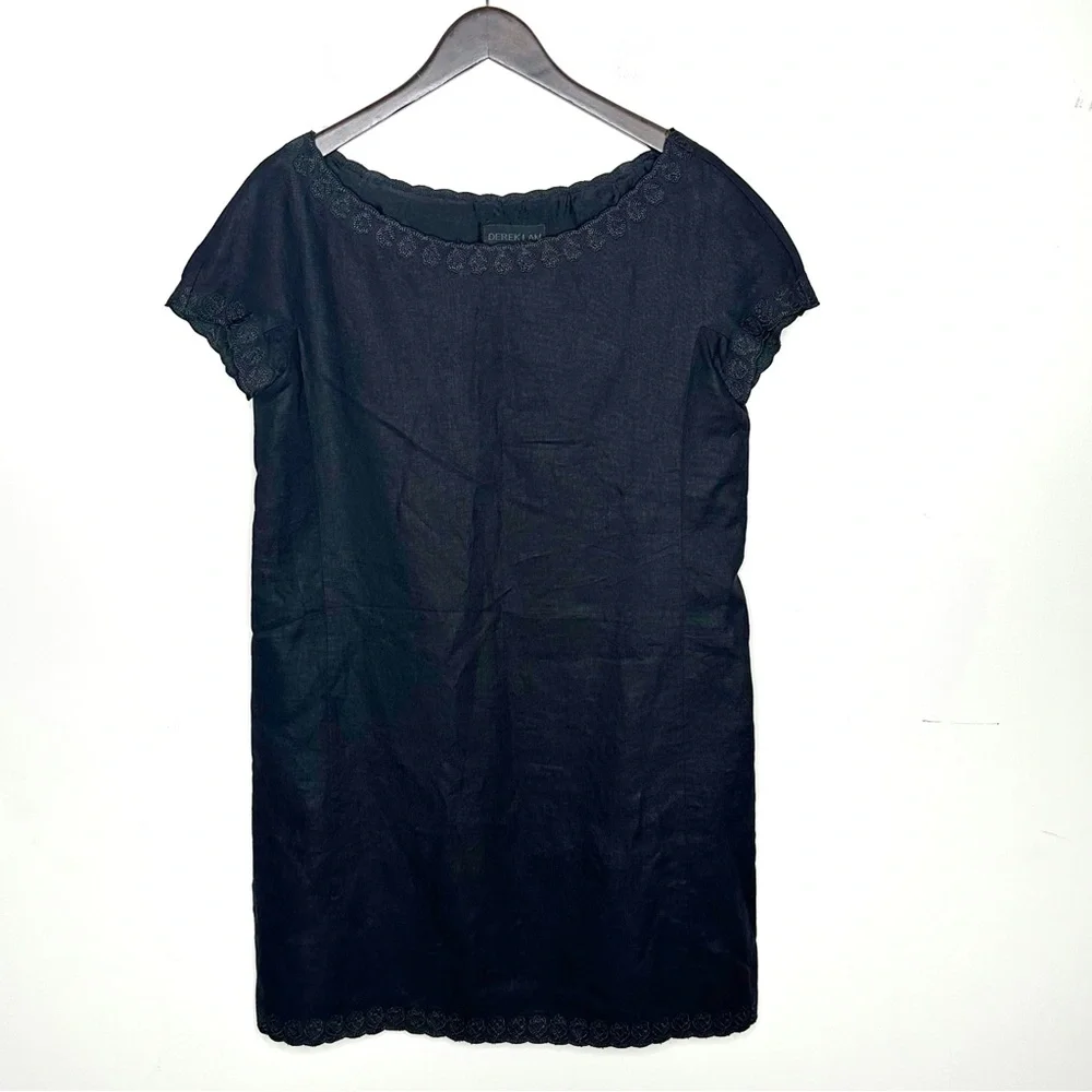 Vintage Derek Lam Linen Black Mini Dress - Picture 9 of 9